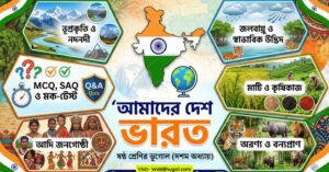 আমাদের দেশ ভারত: ষষ্ঠ শ্রেণীর ভূগোল দশম অধ্যায় সম্পূর্ণ প্রশ্ন উত্তর ও মক-টেস্ট। ভূপ্রকৃতি, জলবায়ু, মাটি, কৃষিকাজ, বন্যপ্রাণ, আদি জনগোষ্ঠী। Webbhugol