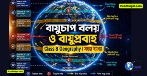 বায়ুচাপ বলয় ও বায়ুপ্রবাহ চিত্র, নিরক্ষীয় নিম্নচাপ, উপক্রান্তীয় উচ্চচাপ, বায়ুপ্রবাহ (Trade Winds, Westerlies, Polar Winds) - অষ্টম শ্রেণি ভূগোল
