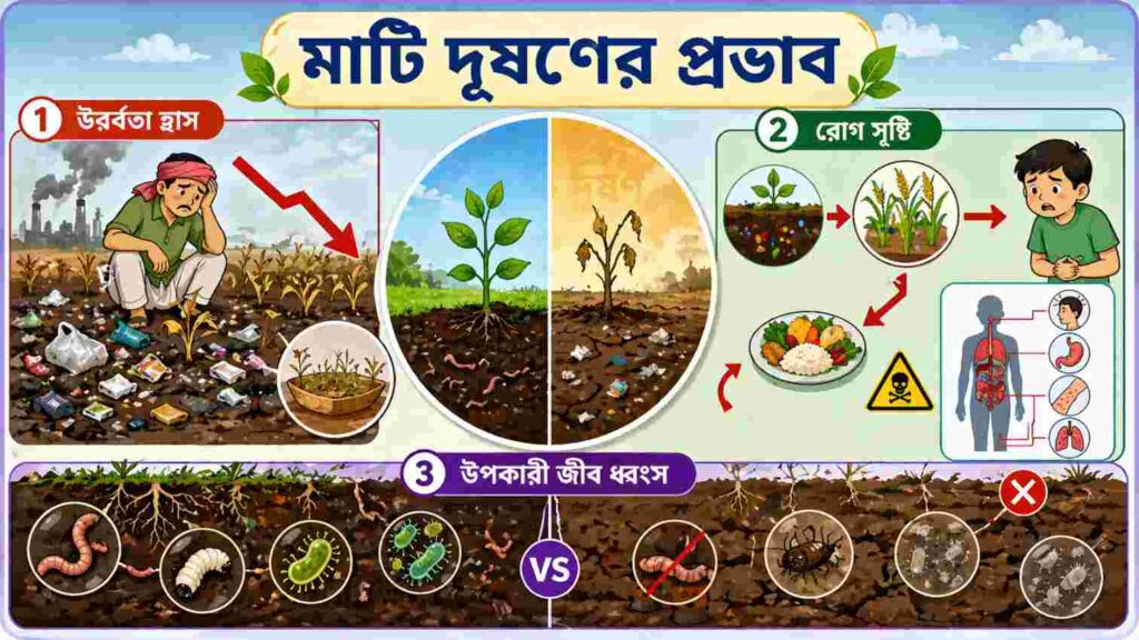 মাটি দূষণের প্রভাব ইনফোগ্রাফিক class 7 geography বাংলা