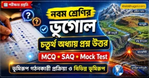 নবম শ্রেণির ভূগোল চতুর্থ অধ্যায় প্রশ্ন উত্তর MCQ SAQ mock test ভূমিরূপ গঠনকারী প্রক্রিয়া