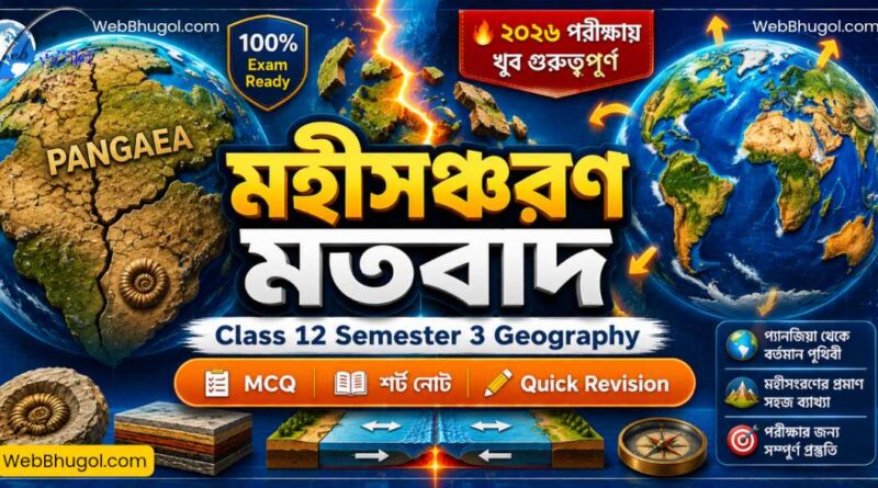 মহীসঞ্চরণ মতবাদ Class 12 Semester 3 Geography MCQ বাংলা | Continental Drift Theory