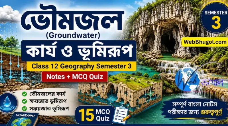 ভৌমজলের কার্য ও ভূমিরূপ Class 12 Geography Semester 3 Notes এবং MCQ Quiz